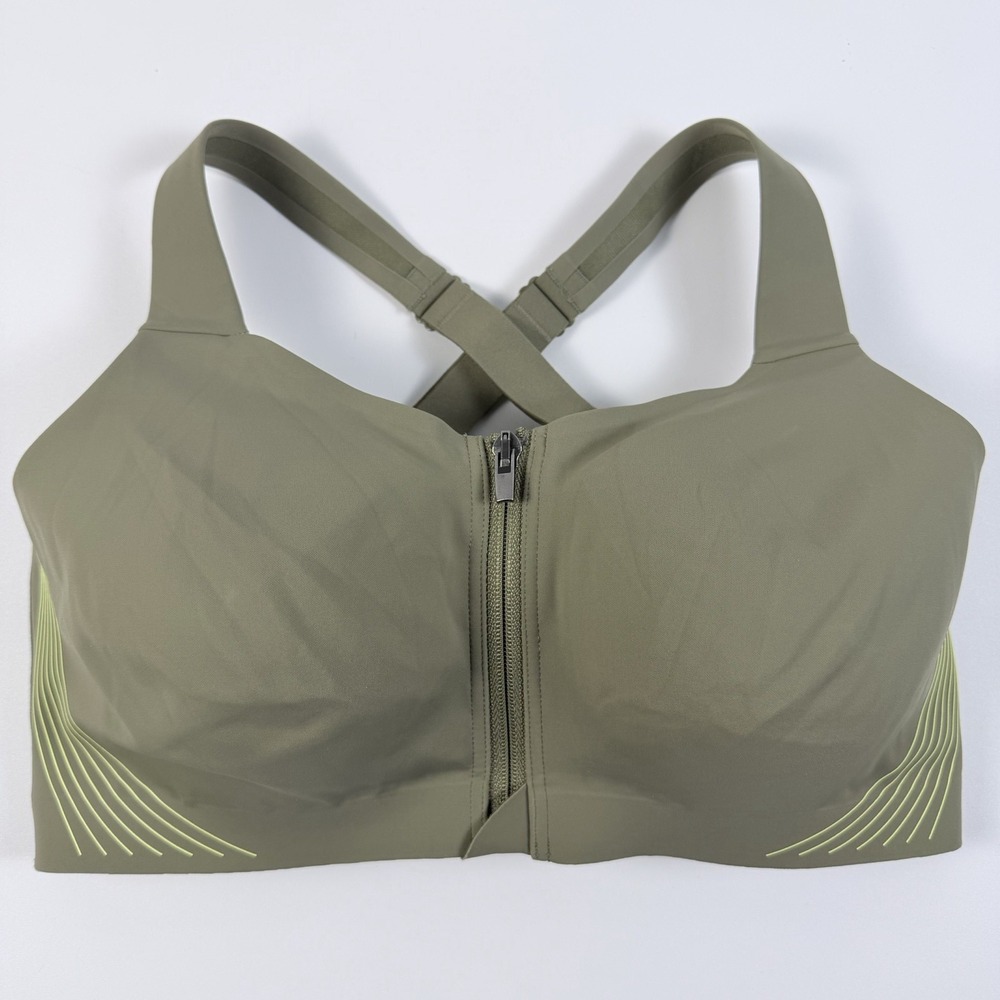 Victoria's Secret VSX Knockout Front-Close Sports Bra Olive Green 34DDD NWT